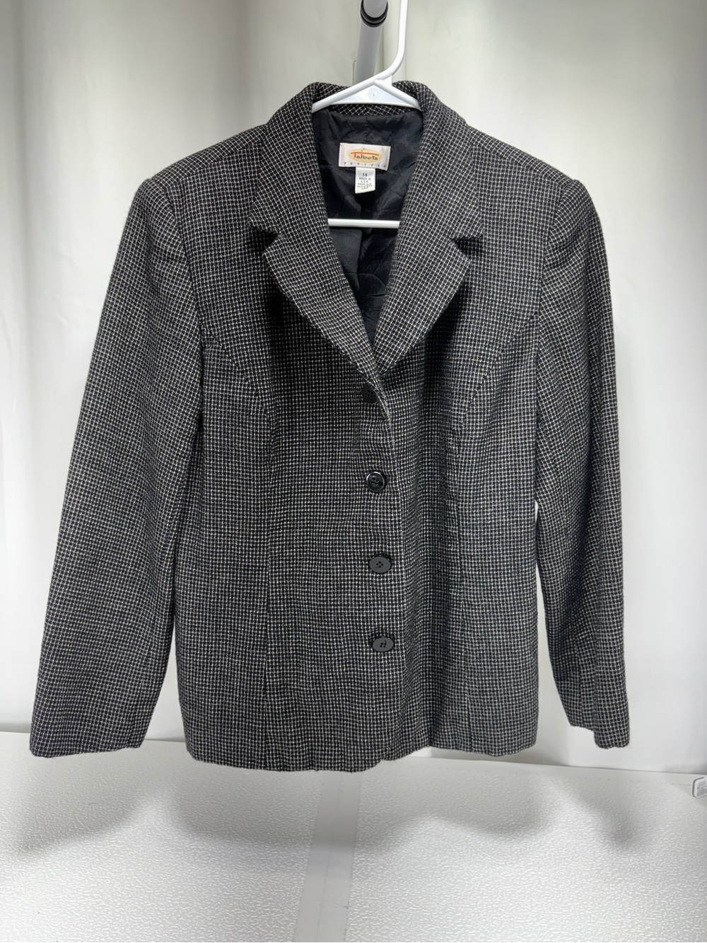 Talbots Black and White Houndstooth Blazer 4615